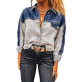 Women's loose fit denim coat with multiple buckles in colour matching pattern