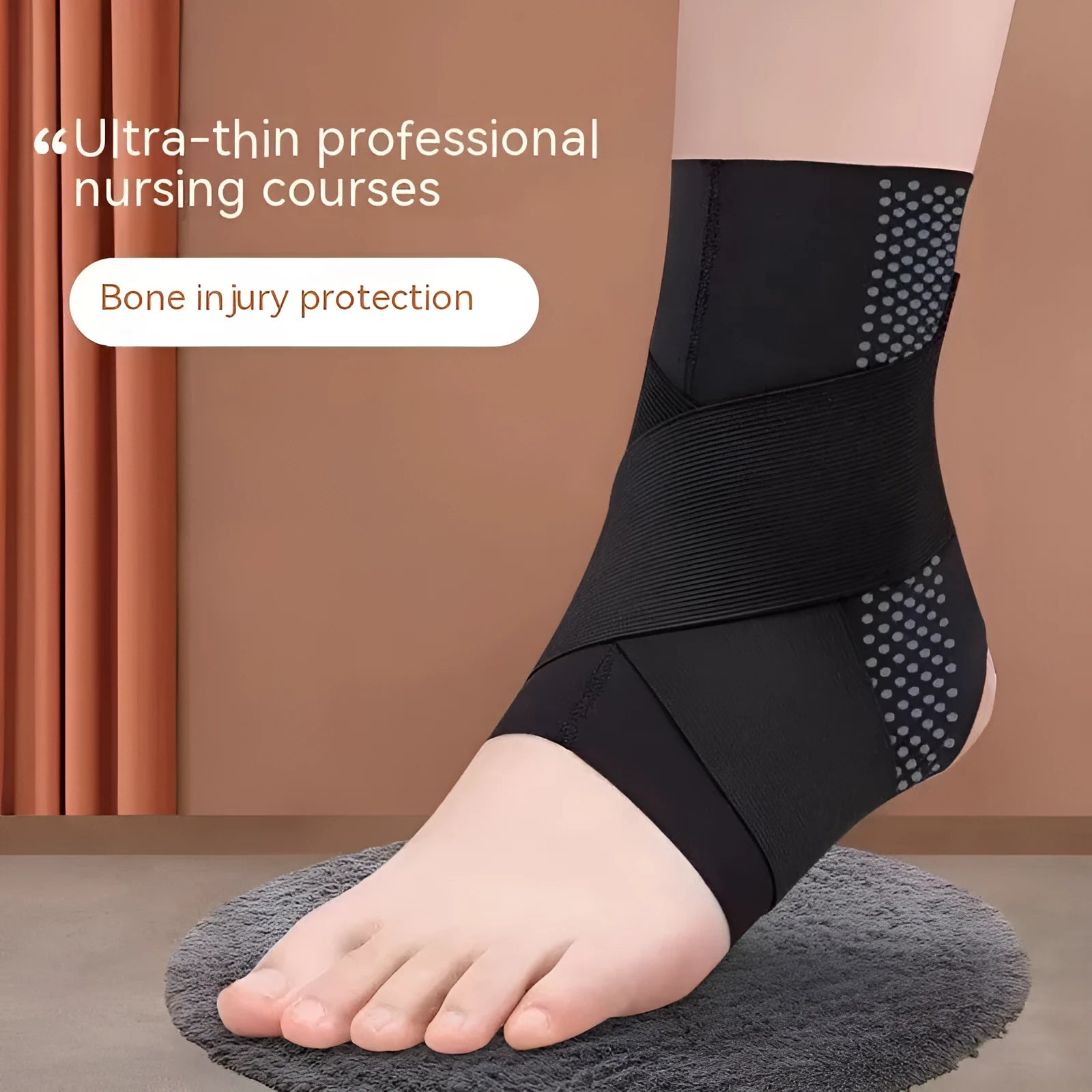 Fixed rehabilitation ankle support brace for adult sports activities in Lycra cloth