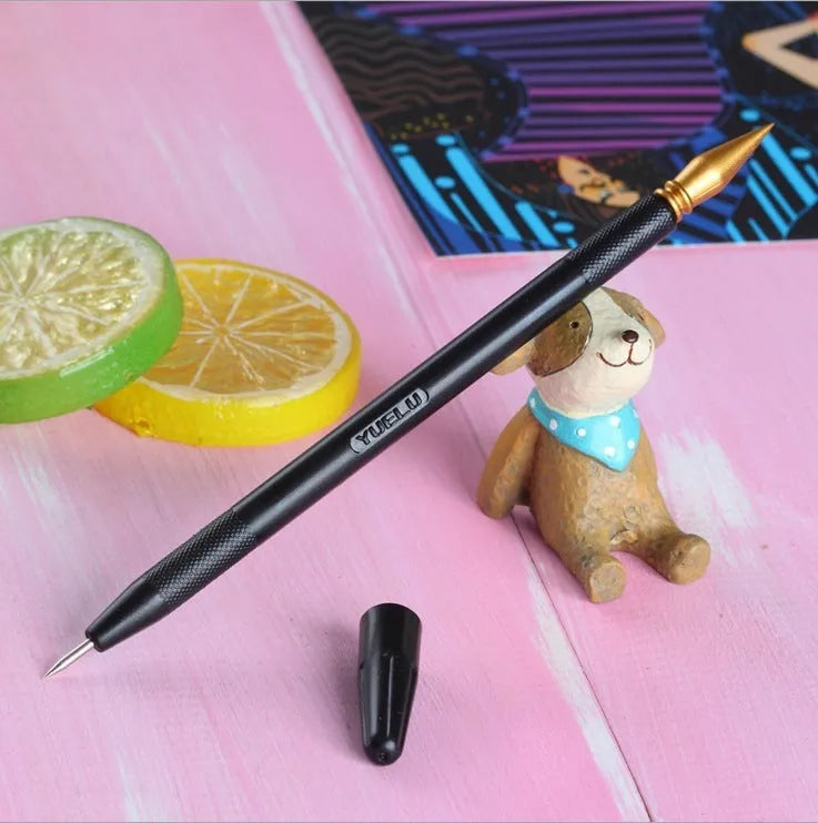 Scratch painting tool set with scraping pens, healing pens, brushes and photo frames for card artwork