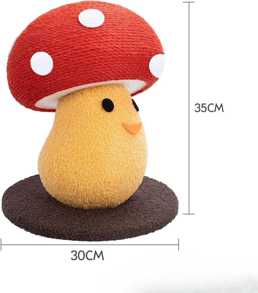 Foldable mushroom-shaped cardboard cat scratcher and lounge for indoor cats