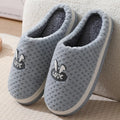Women's rabbit plaid pattern artificial fur house slippers with a thick sole, shown in apricot colour.