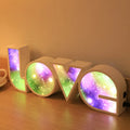 LED LOVE light decorative lamp with rainbow coloured lampshade