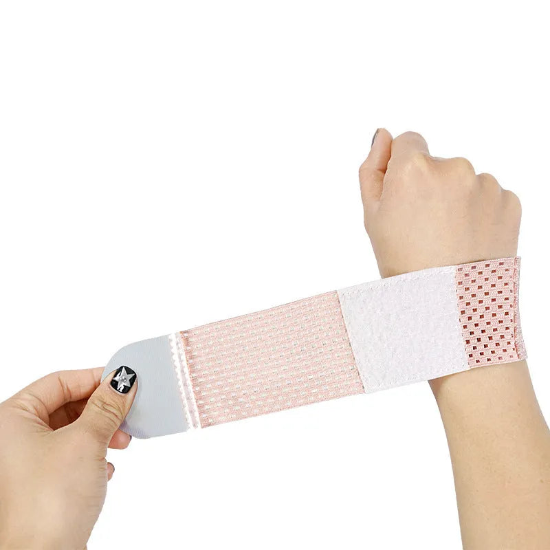 A high elastic breathable athletic wristguard shown in black, grey, and pink colour options.