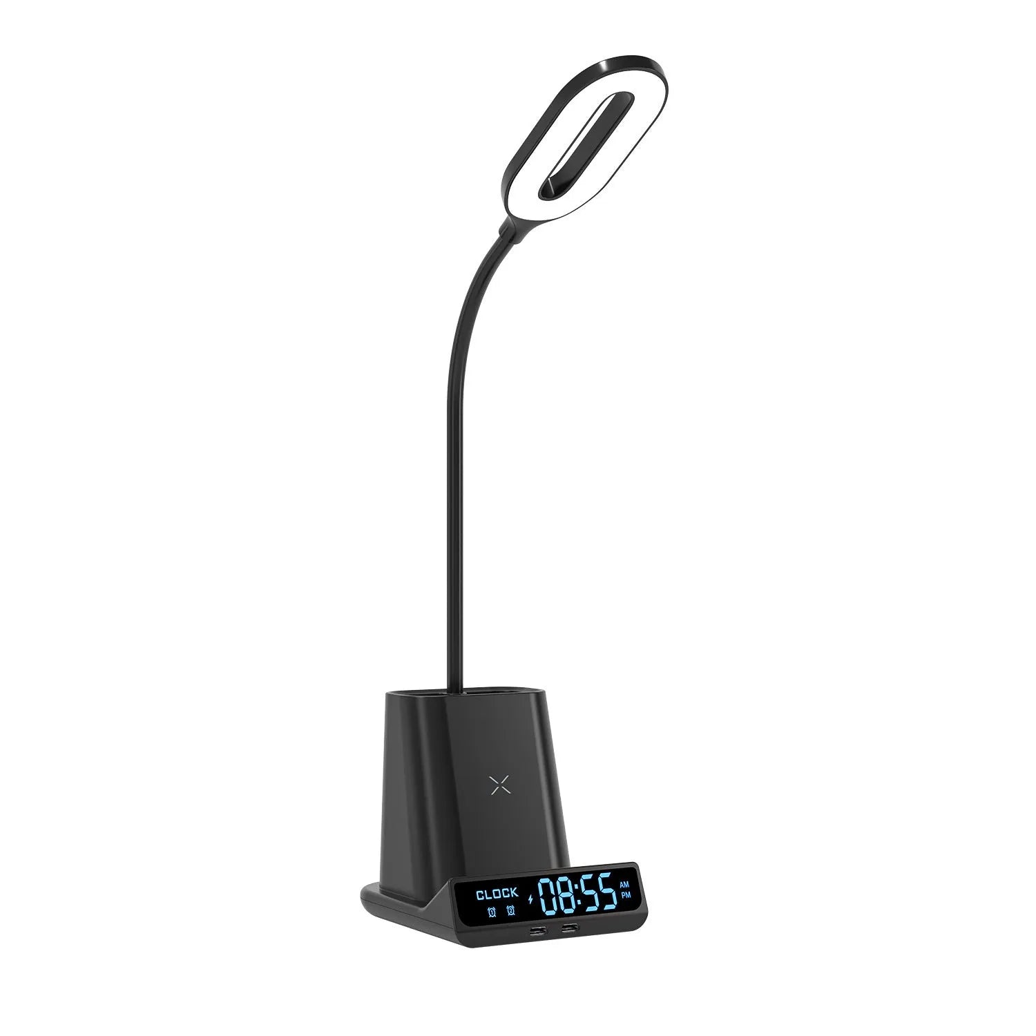 Wireless charging desk lamp with integrated pen holder storage box in modern simple design