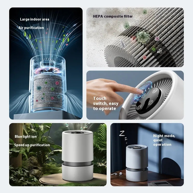 White desktop air purifier with simple design for small room formaldehyde and odour removal