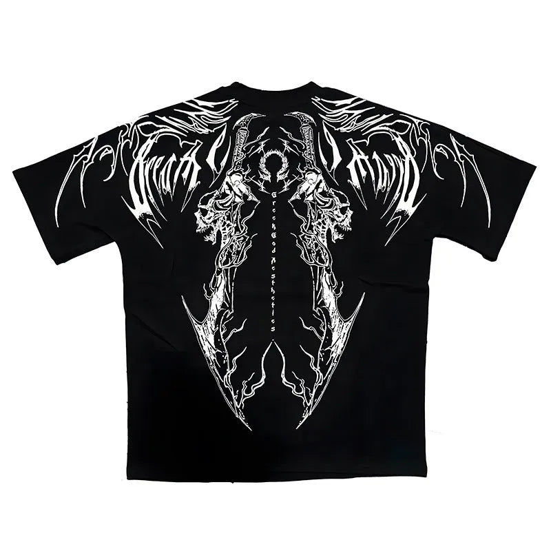 Women's dark colour plus size cotton short sleeve t-shirt with gilding decorative details