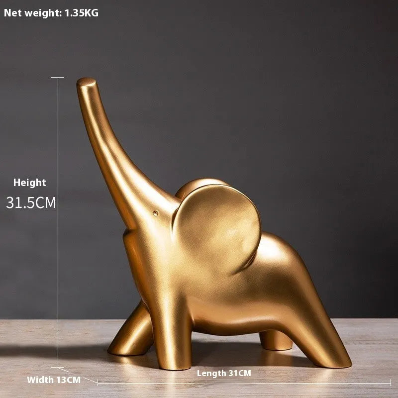 Modern rose gold and white resin elephant ornament figurine for home decor.
