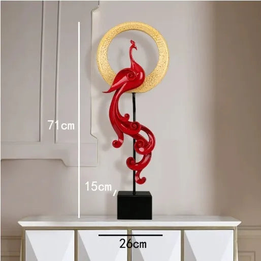 A detailed synthetic resin Phoenix ornament in a choice of rose gold, elegant silver, or festive red colour.