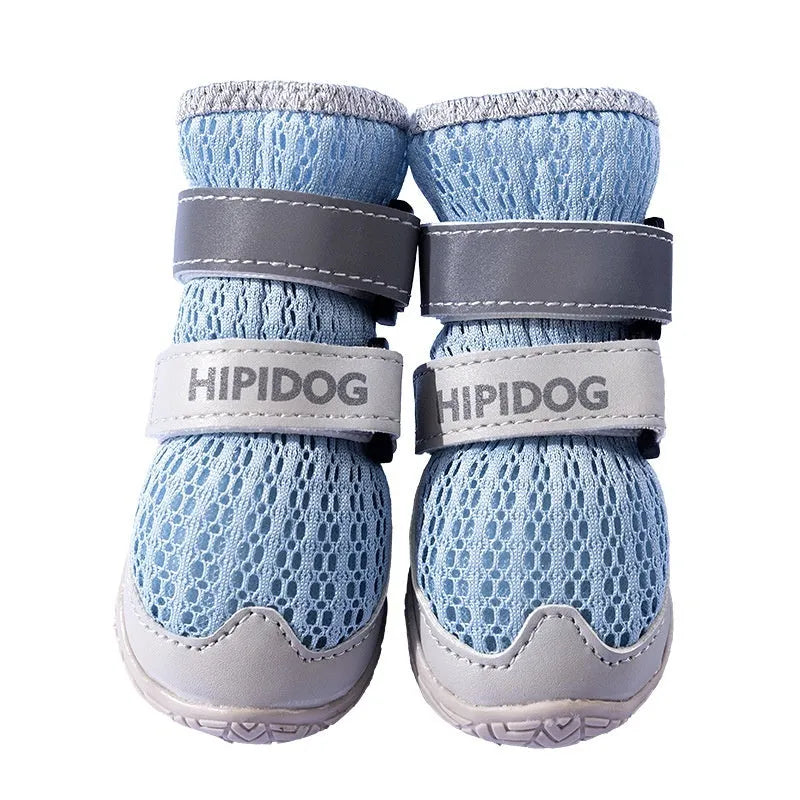 Cartoon style summer dog shoes in Bondi Blue and Dean Green colours with PU soles for anti-scald protection.