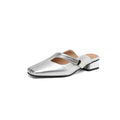 British style men's square toe outdoor slippers in black, beige, or silver with a rubber sole.