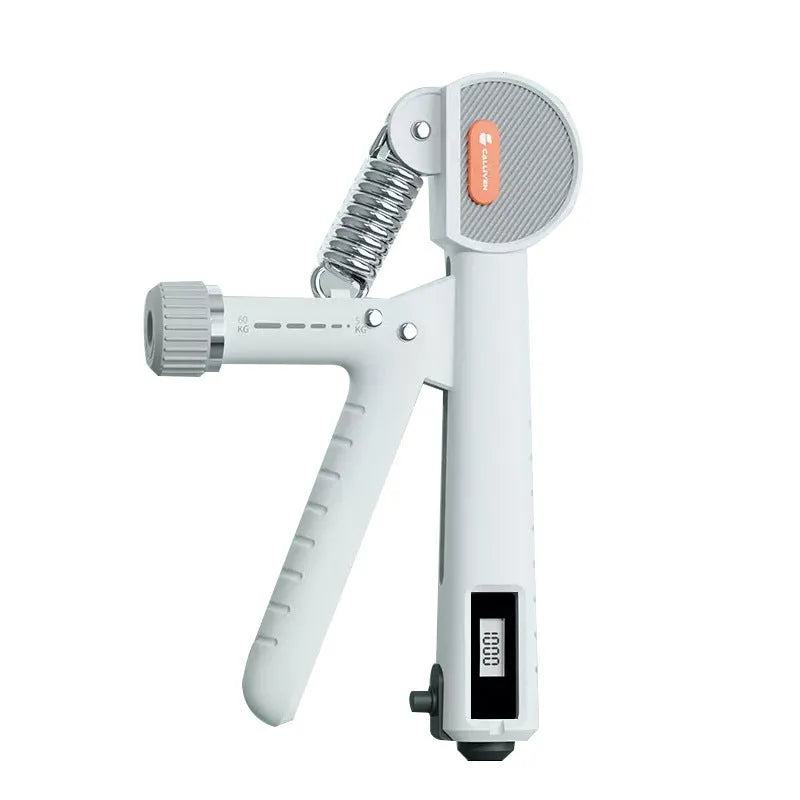 Adjustable spring hand grip trainer showing three resistance springs and ergonomic ABS plastic handles