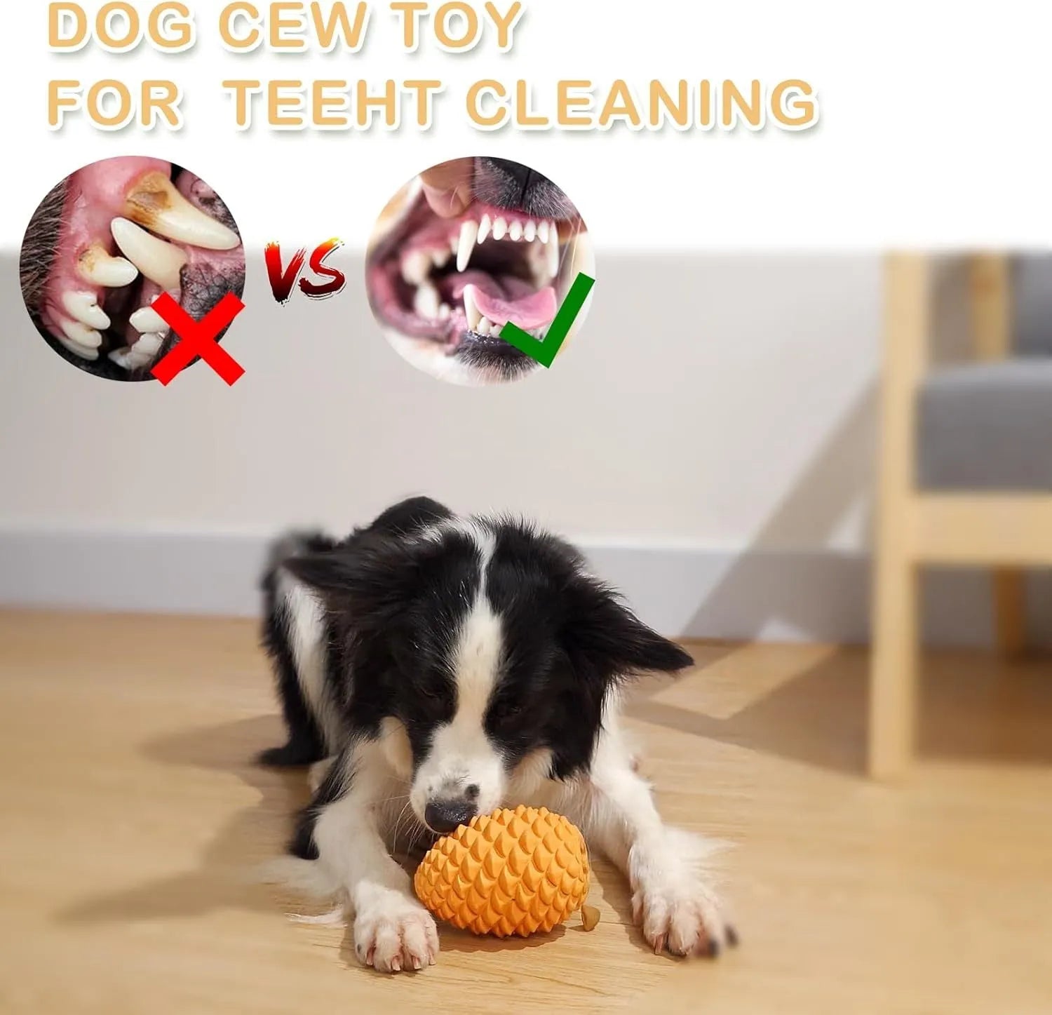 Yellow pine cone-shaped natural rubber dog chew toy with textured surface and treat dispenser hole.