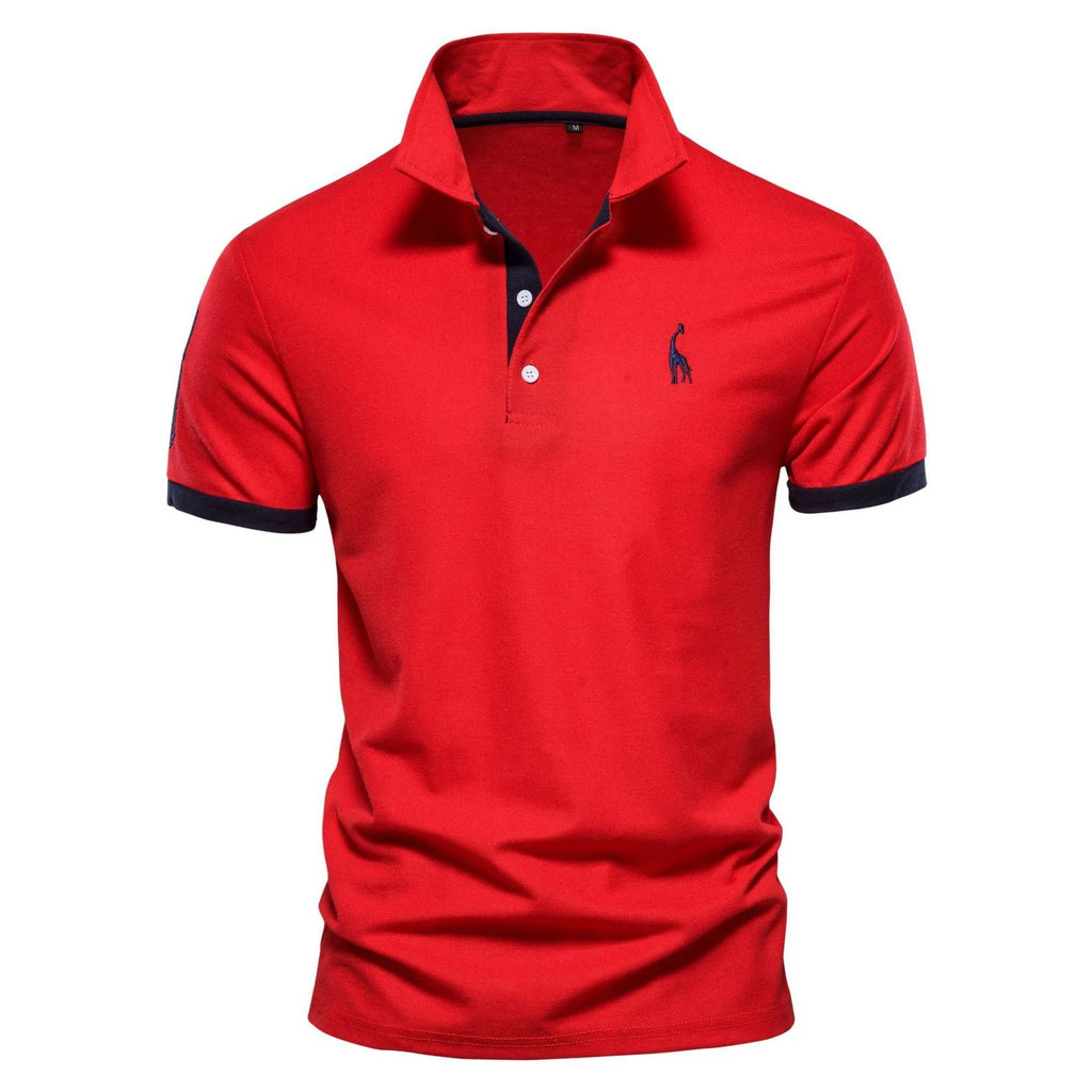 Men's deer embroidered slim fit t-shirt in cotton blend fabric available in multiple colours