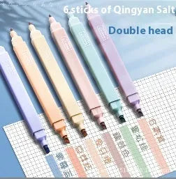 Double-headed fluorescent marking pens showing two different ink colours per pen