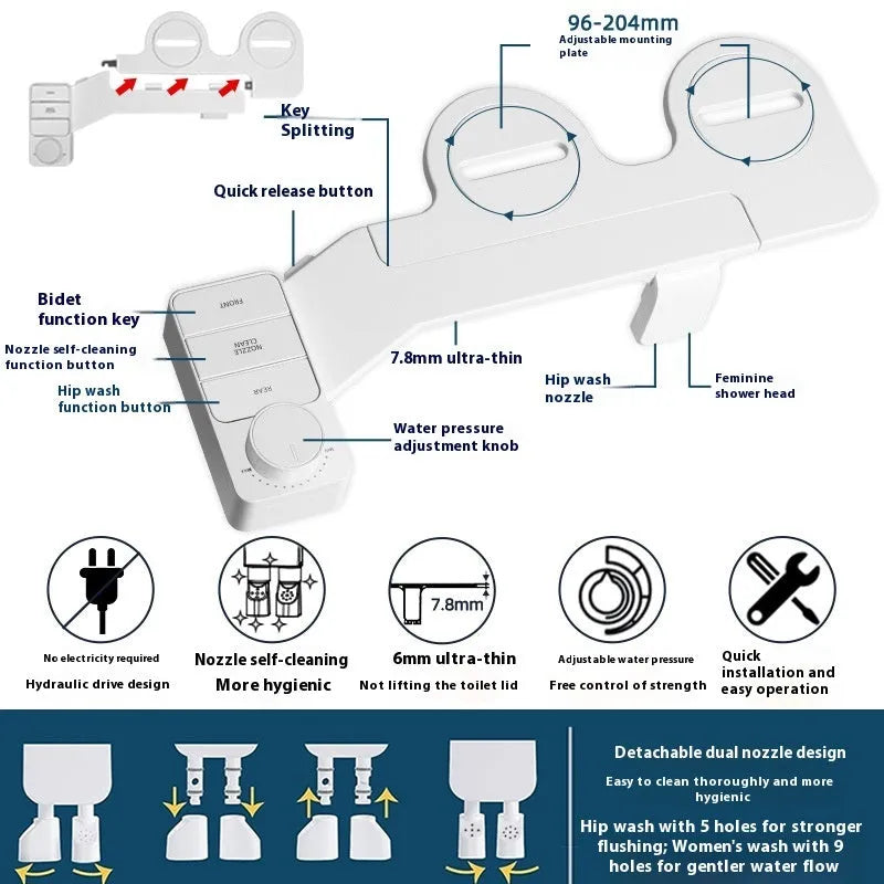 Pure white button wash butt-lifting tool with detachable components and no electricity requirement