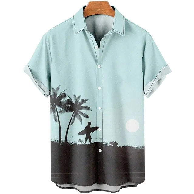 Men's slim fit short sleeve shirt with an all-over digital floral print on polyester fabric