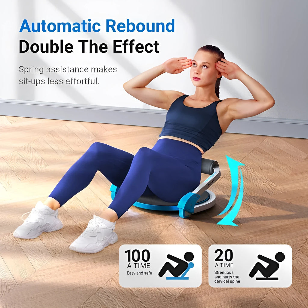 Mini abdominal exercise device in sky blue and red colour options for home and office fitness
