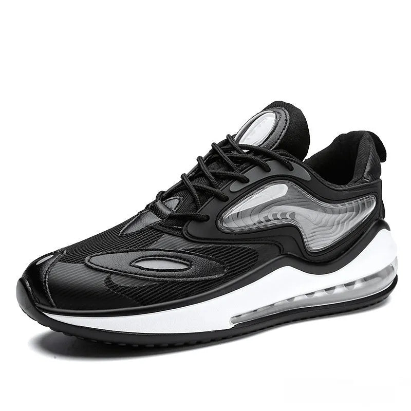 Men's summer air cushion casual shoes in Space Black with height increasing design and rubber sole