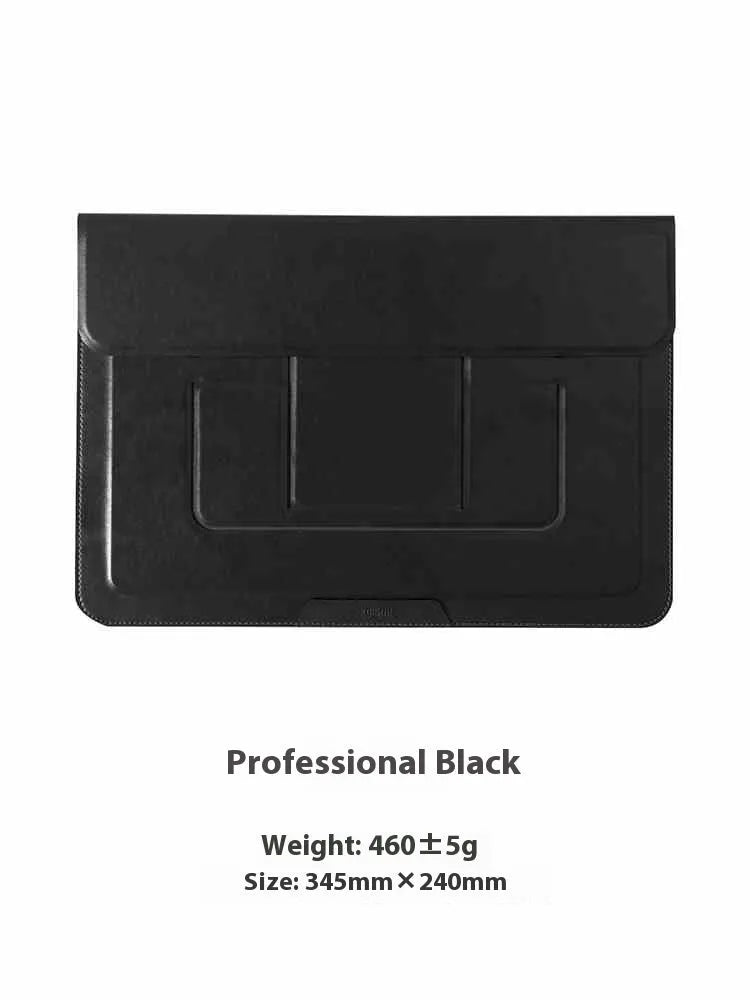 13.3 inch laptop bracket bag with integrated dual-angle stand in black and brown colour options