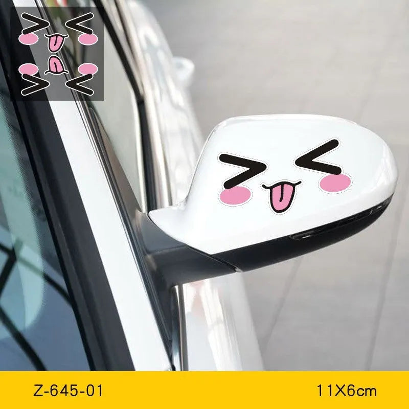 Reflective cartoon eye car body stickers pair for electric vehicle decoration
