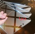 Transparent tempered glass screen protector for Apple iPhone on a white background.