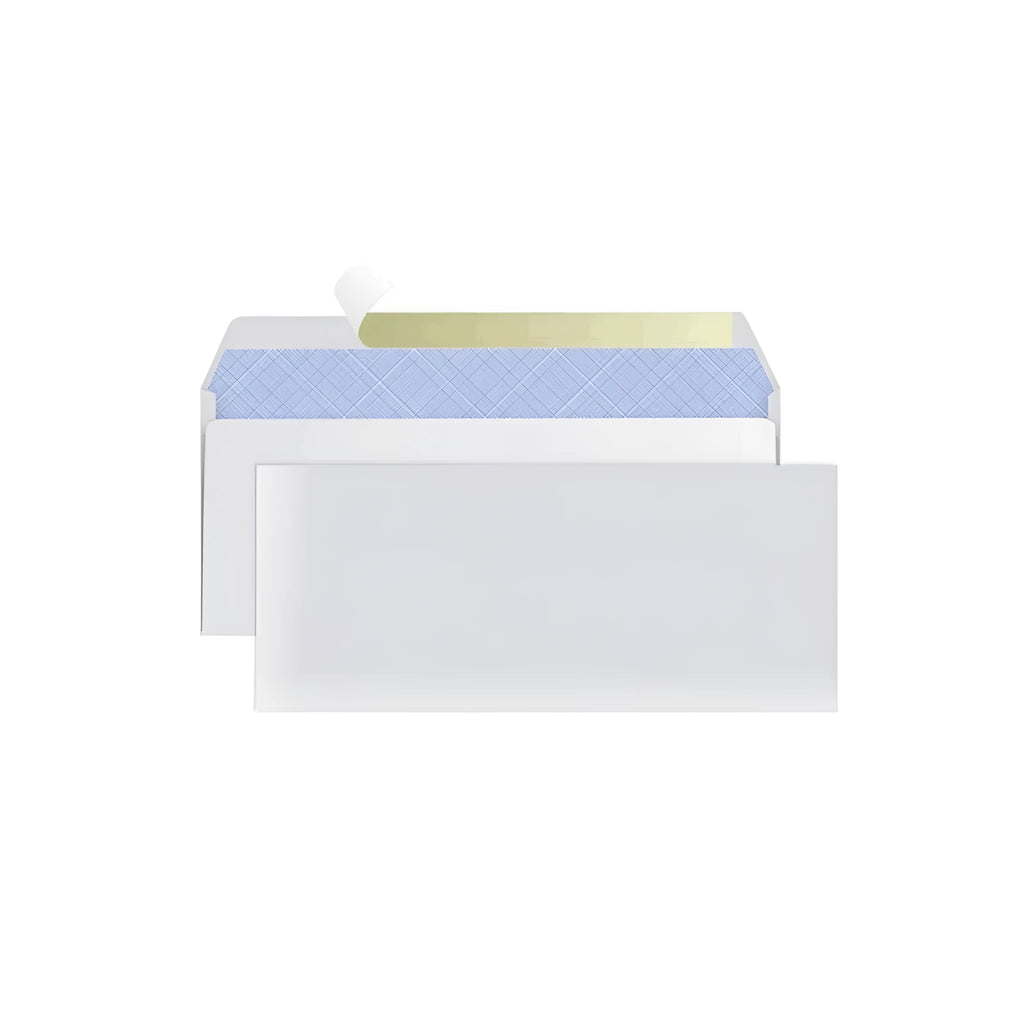 Blue confidential envelope with anti-opening adhesive packaging measuring 105x240mm