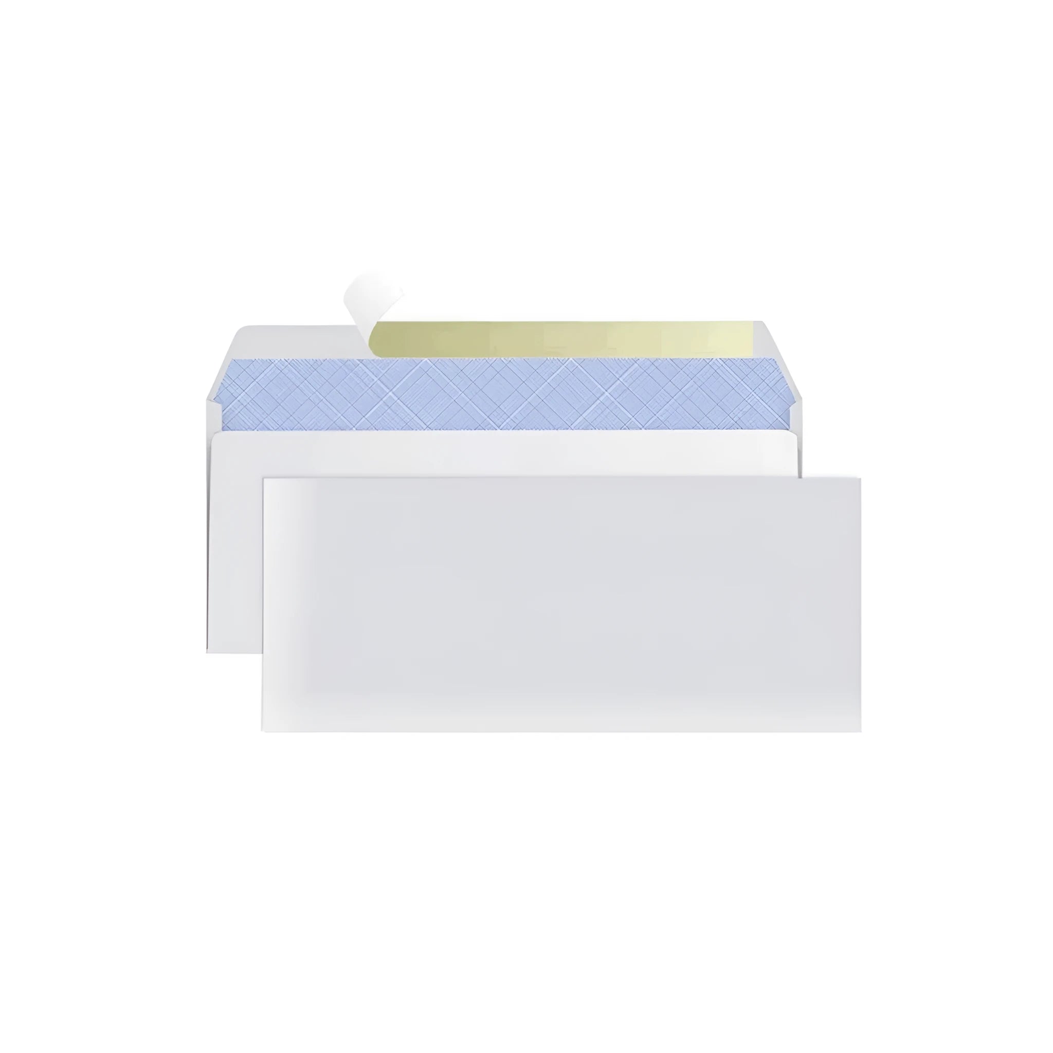 Blue confidential envelope with anti-opening adhesive packaging measuring 105x240mm