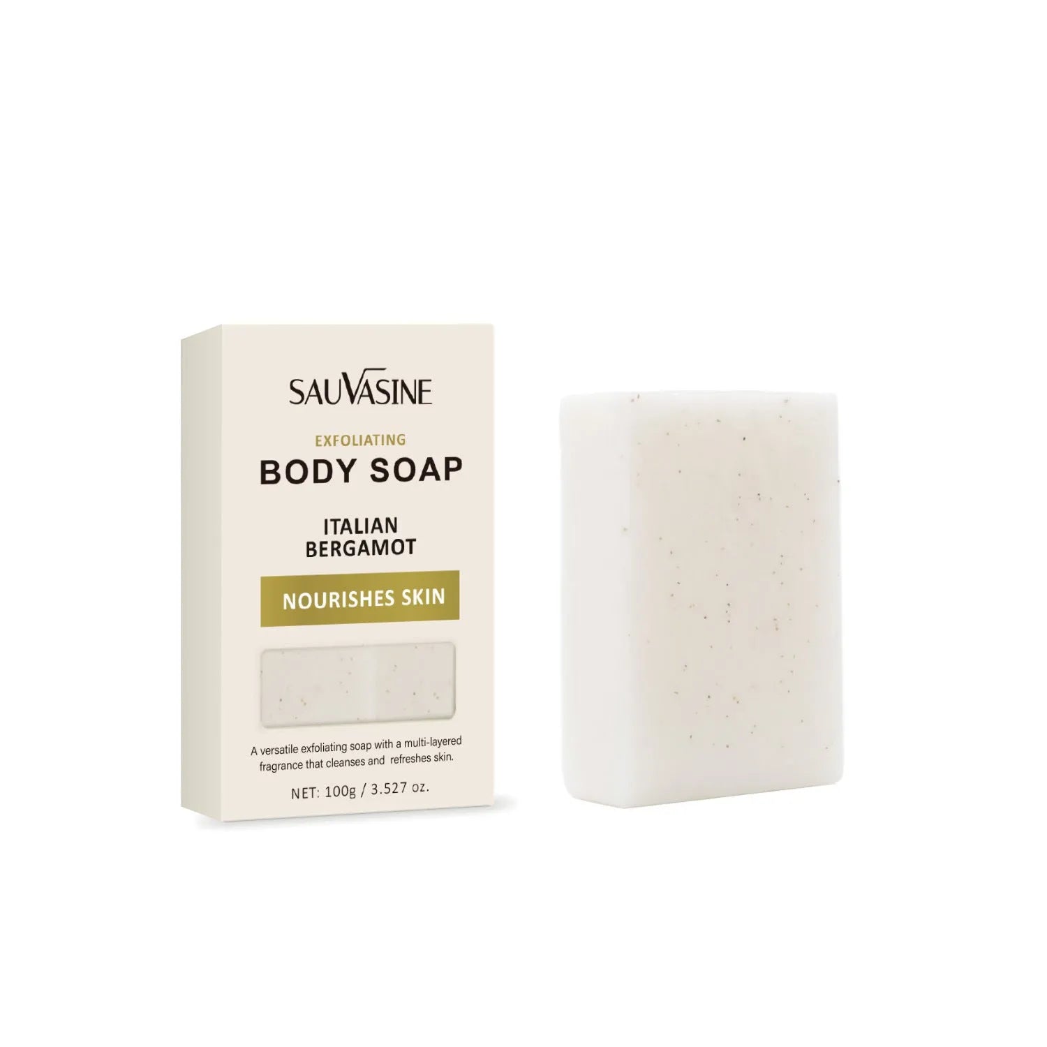 Exfoliating body soap bar with manual scrub action for adult skincare
