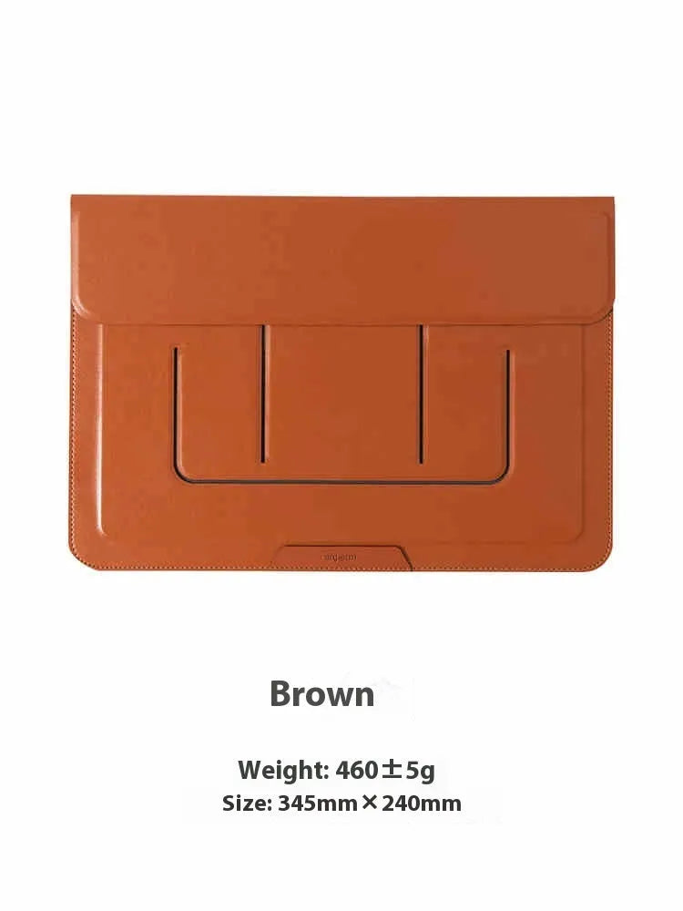 13.3 inch laptop bracket bag with integrated dual-angle stand in black and brown colour options