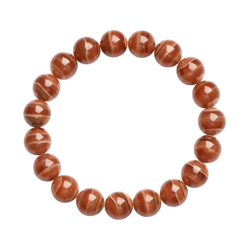 Natural Peruvian rhodochrosite bracelet with round beads in old mine manganese spar colour