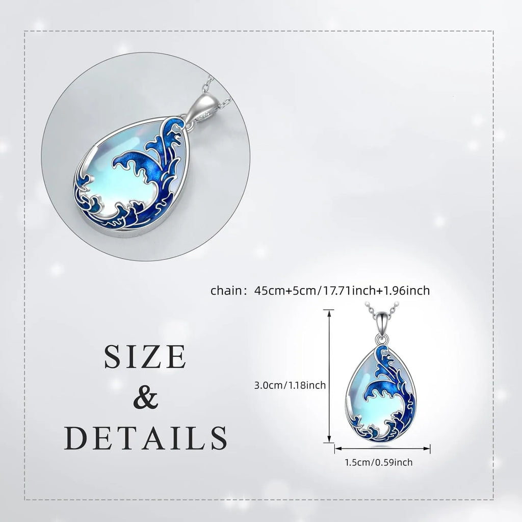 Blue heart-shaped alloy pendant on a chain, a HAILANG women's necklace.