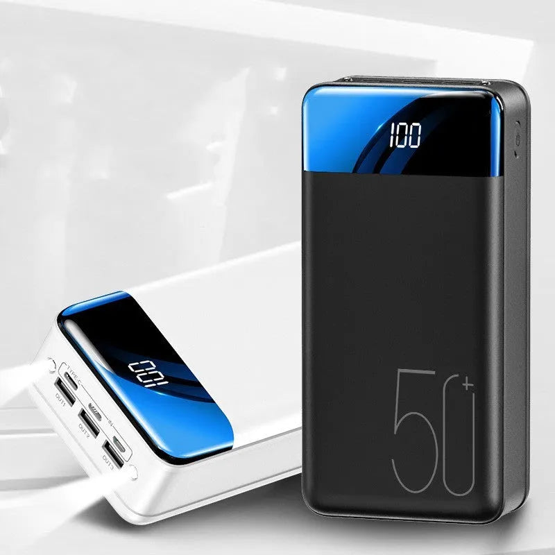 50000mAh large capacity power bank with triple output ports in black colour