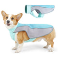 Light gray polyester mesh dog cooling vest on medium-sized dog showing breathable construction