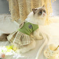 Polyester tartan skirt for pet dog or cat in princess style with pink, blue, green colour options