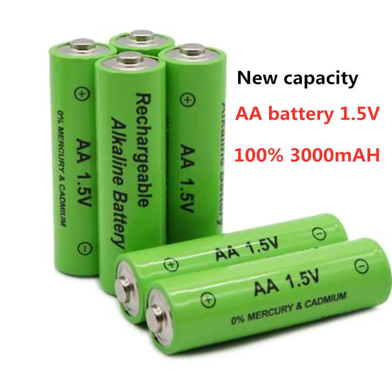 Industrial grade alkaline rechargeable AA battery with 3000mAh capacity and 1.5V output