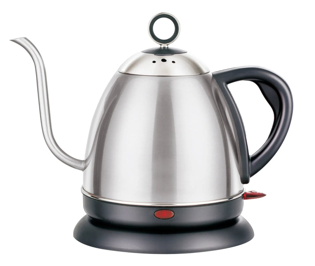 Stainless steel constant temperature kettle in gold colour with touch controls and 1 litre capacity