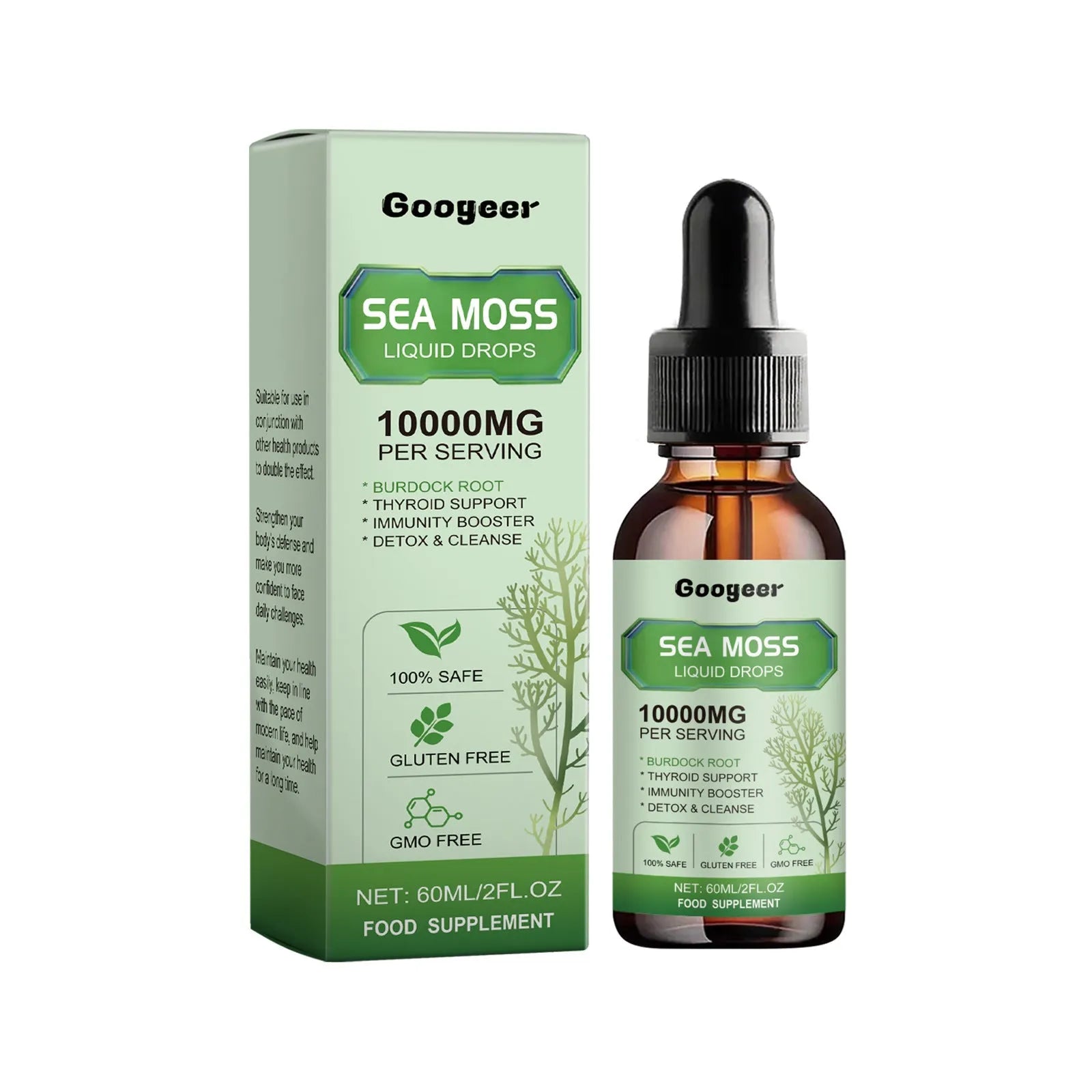 Googeer sea moss liquid drops body treatment bottle 60ml with traditional Chinese medicine extract