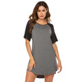 Women's colour contrast patchwork nightdress in double brushed polyester spandex fabric
