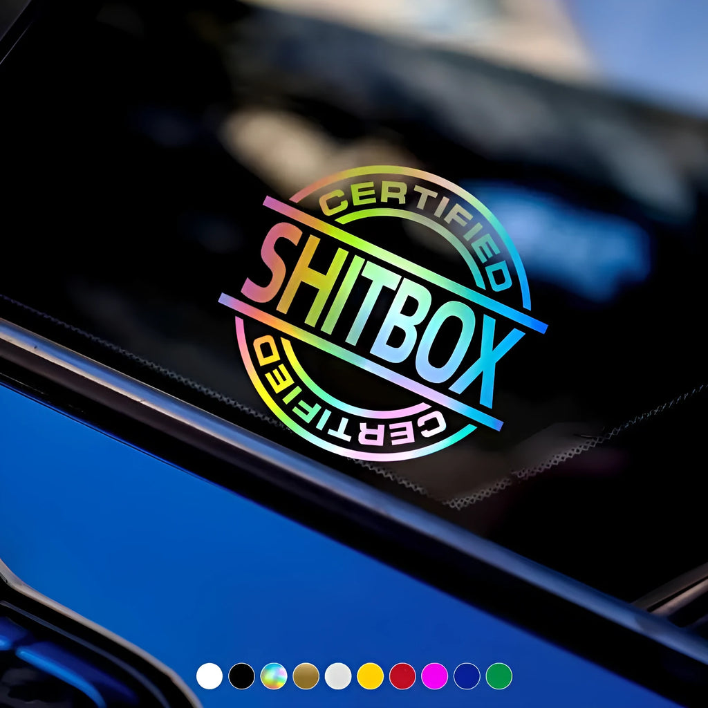 13x12cm vinyl car sticker in various colour options including glitter and metallic finishes