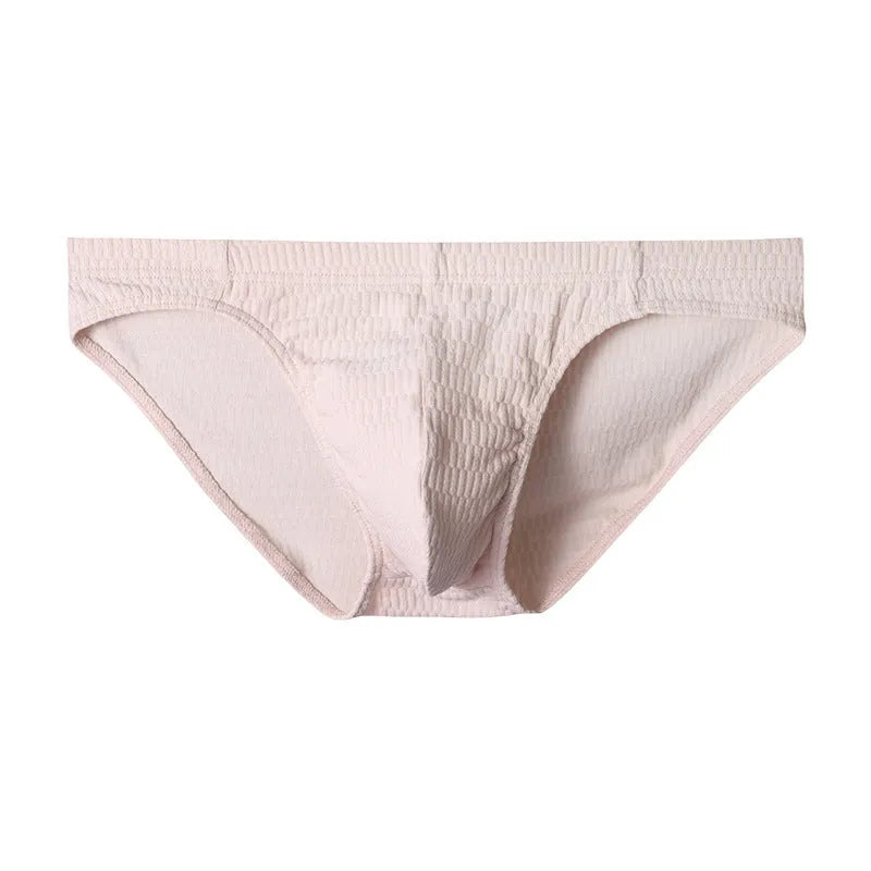 Men's solid colour cotton triangle underwear briefs in mid-waist design with body shaping fit