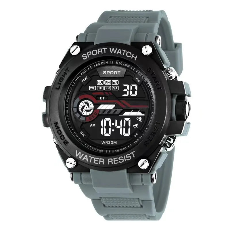 Electronic digital watch with LED display for teenagers in multiple colour options