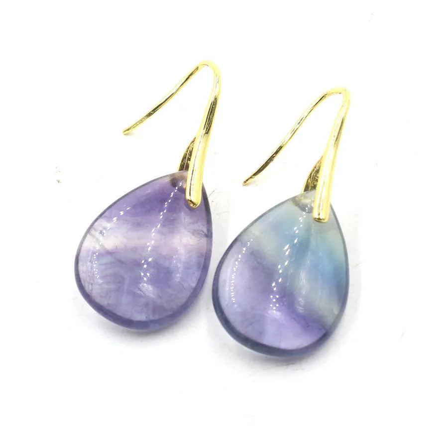 Crystal geometric water drop earrings in multiple colour options with electroplated finish