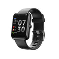 Square Bluetooth smart sports watch with silicone strap in black, blue, gold, pink, or silver.