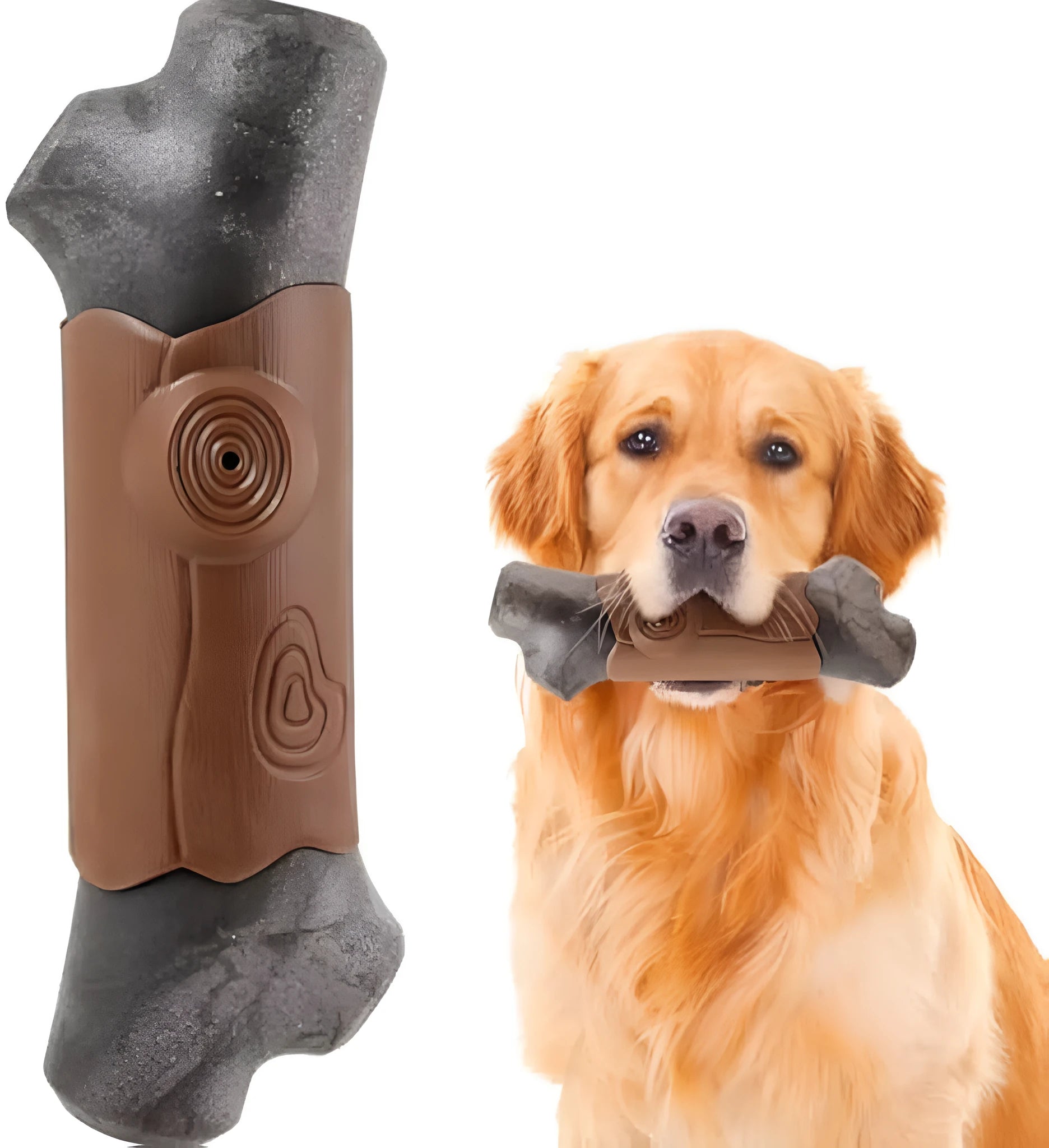 Branch-shaped nylon dog chew toy with bacon flavouring for large breed aggressive chewers