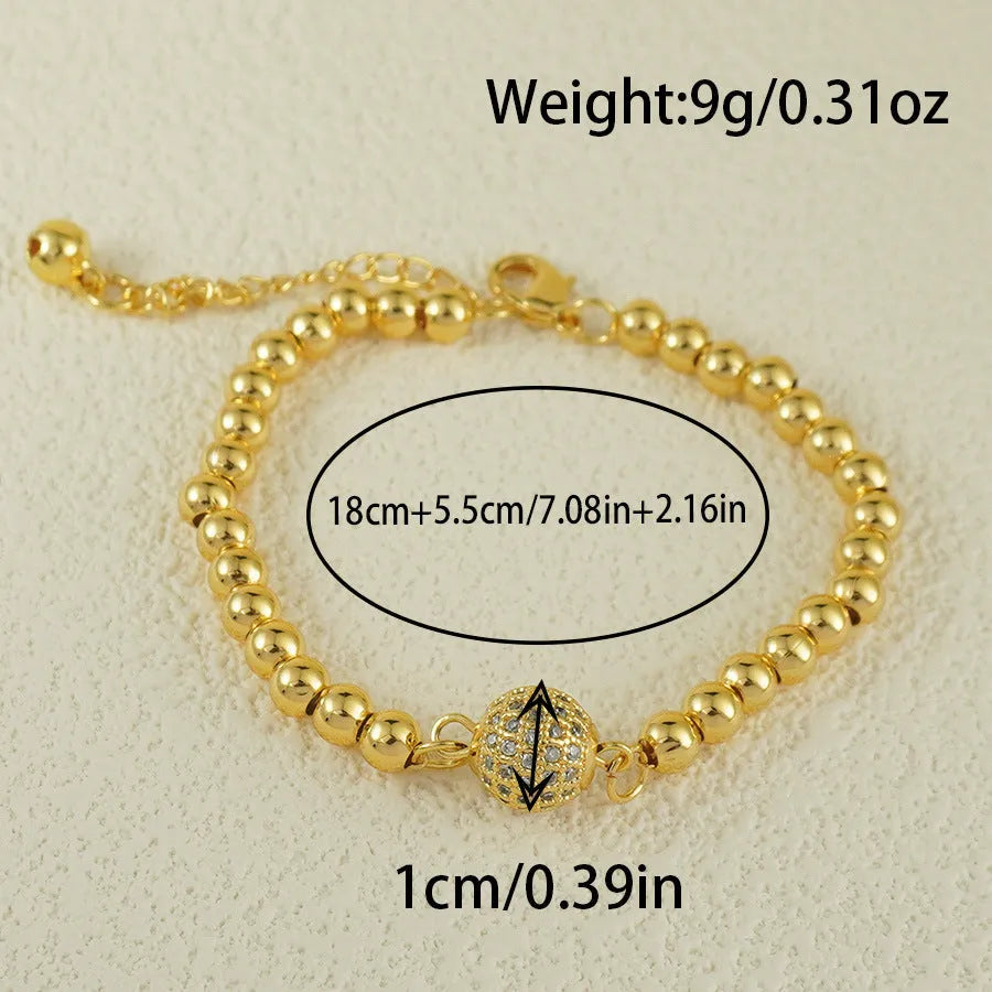 Arabic style copper bracelet with zircon stones and heart-shaped design elements for women