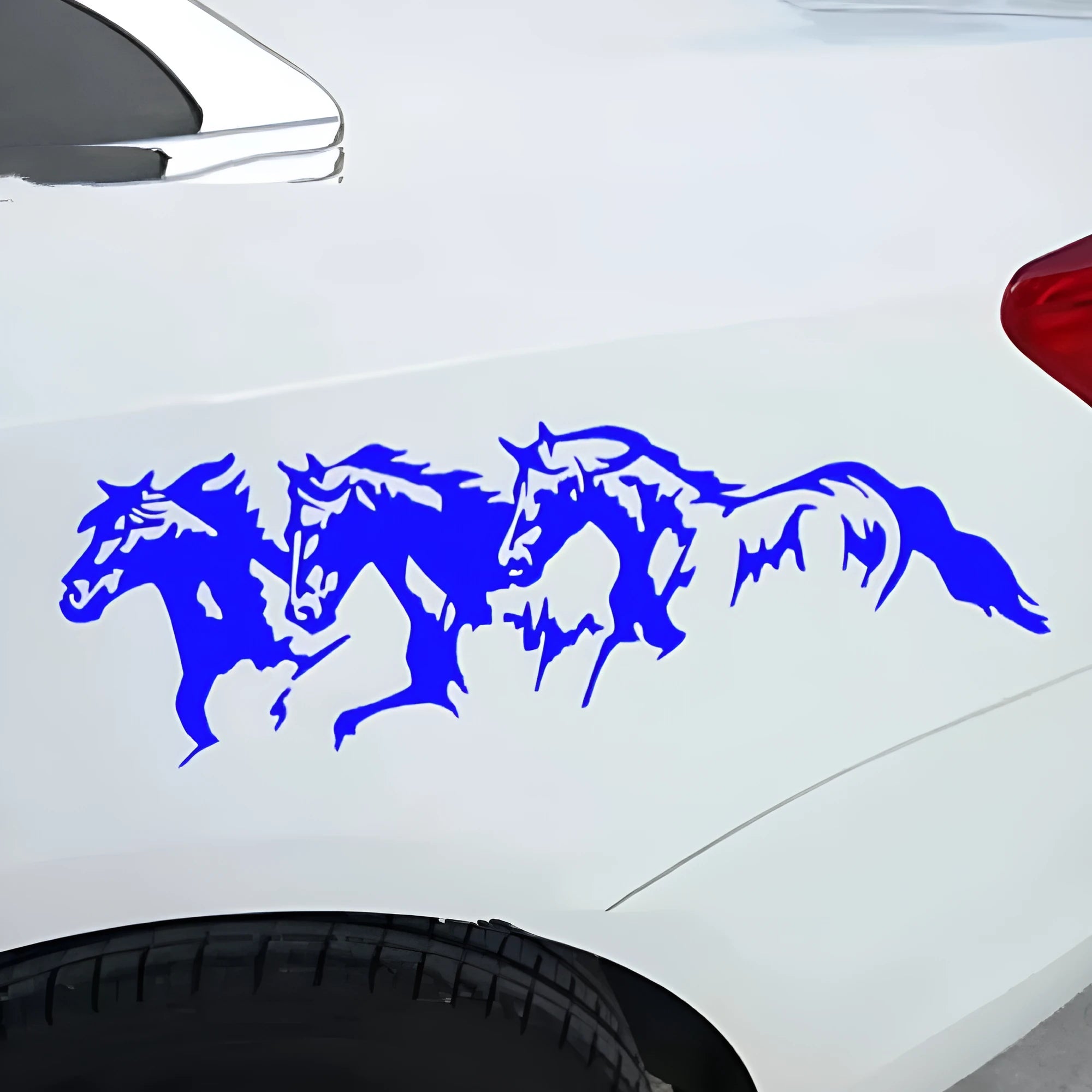 Galloping horse design car sticker decal measuring 25cm by 8cm in four colour options