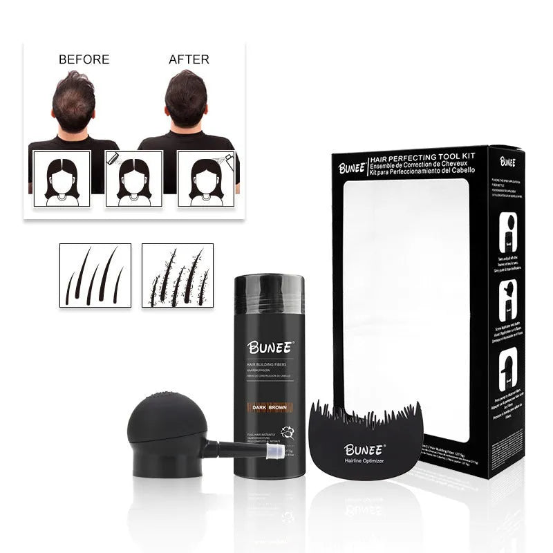 Dense hair fibre powder three-piece set boxed with multiple colour options for thinning hair coverage
