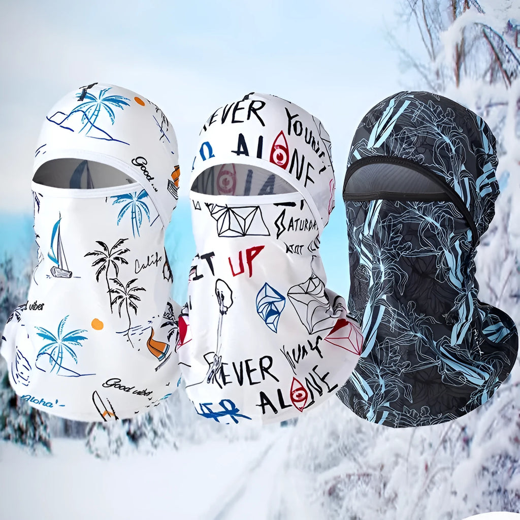 Unisex cotton motorcycle head cover and gloves set in a street-style dome cap design.