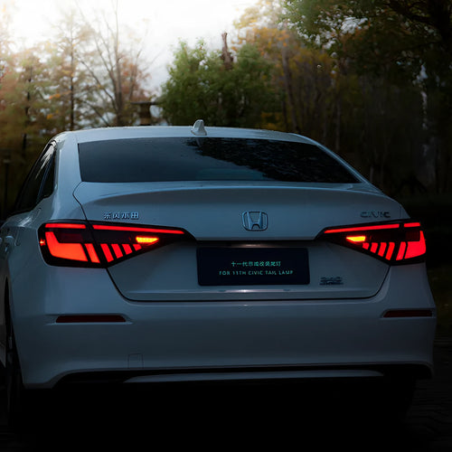 11th generation Honda Civic LED tail light assembly with sequential turn signals in black and red colour