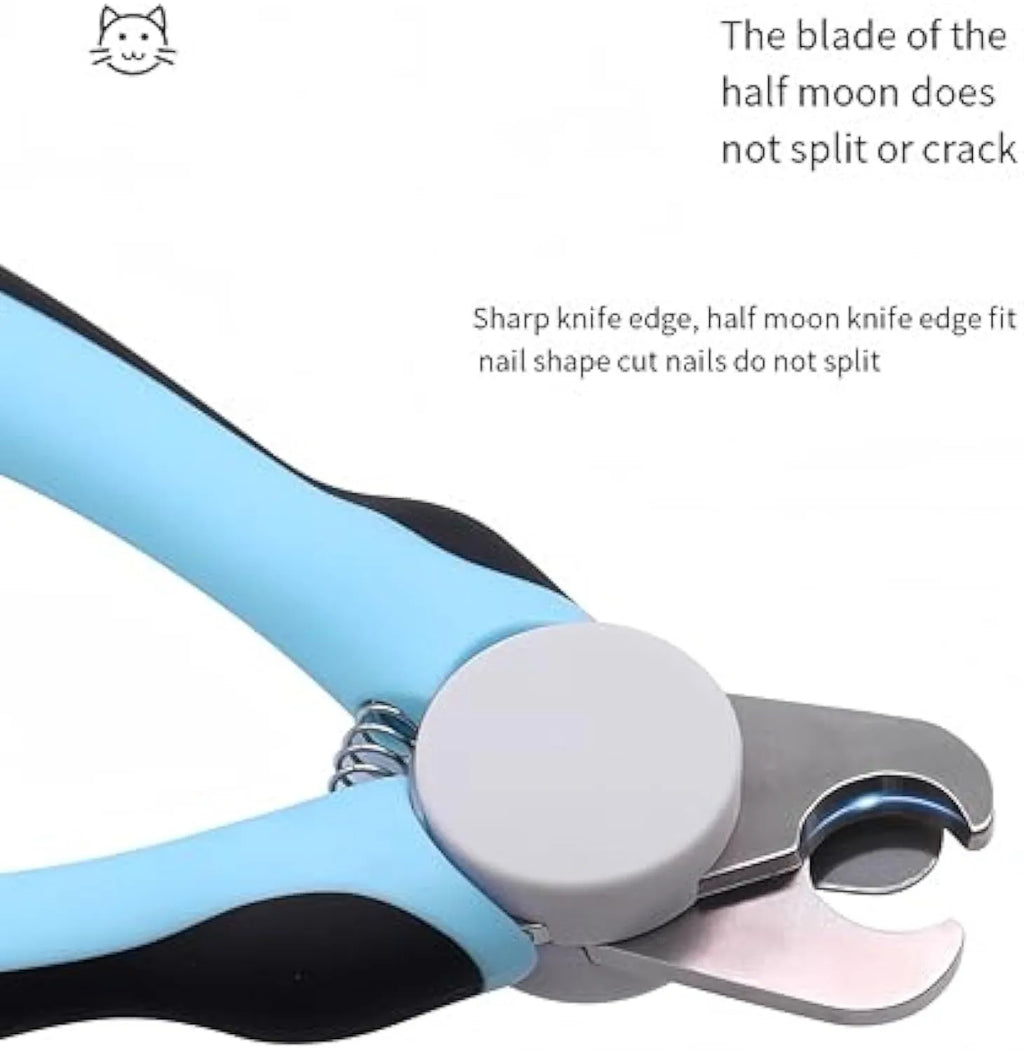 Blue heavy-duty dog nail clippers with safety guard for large dogs and thick nails